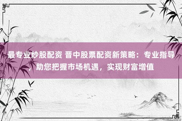 最专业炒股配资 晋中股票配资新策略：专业指导，助您把握市场机遇，实现财富增值