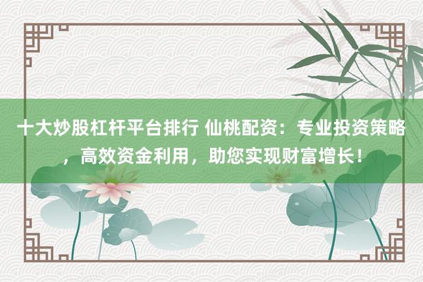 十大炒股杠杆平台排行 仙桃配资：专业投资策略，高效资金利用，助您实现财富增长！