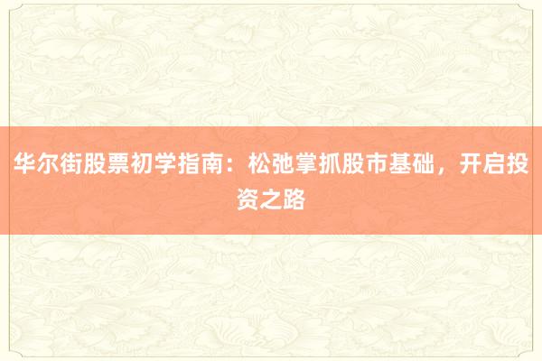 华尔街股票初学指南：松弛掌抓股市基础，开启投资之路