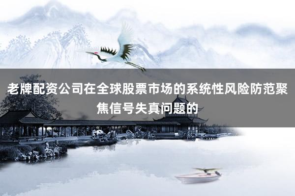 老牌配资公司在全球股票市场的系统性风险防范聚焦信号失真问题的