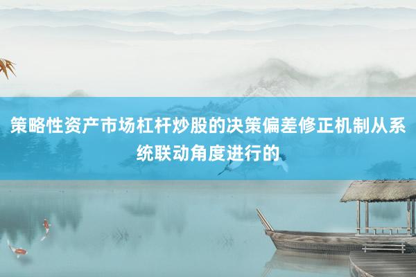 策略性资产市场杠杆炒股的决策偏差修正机制从系统联动角度进行的