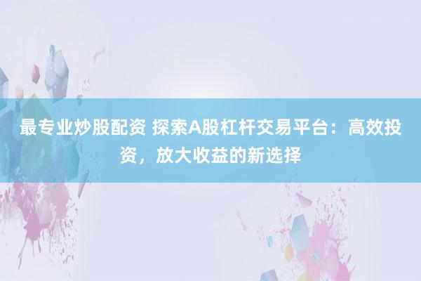 最专业炒股配资 探索A股杠杆交易平台：高效投资，放大收益的新选择